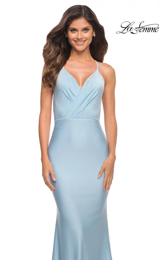 Picture of: Sparkling Pastel Jersey Gown with Open Back in Cloud Blue, Main Picture