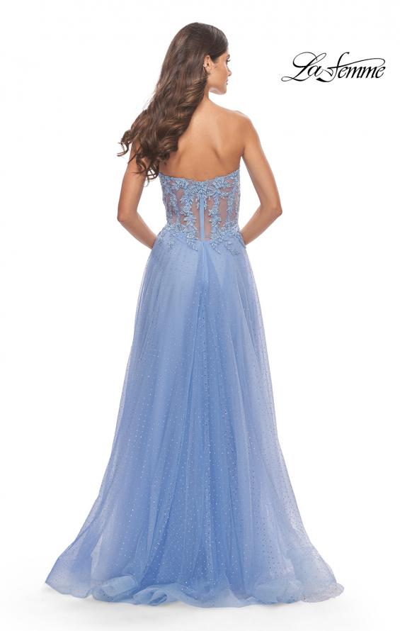 Picture of: Rhinestone Tulle Gown with Sheer Lace Bodice in Cloud Blue, Style: 31367, Detail Picture 9