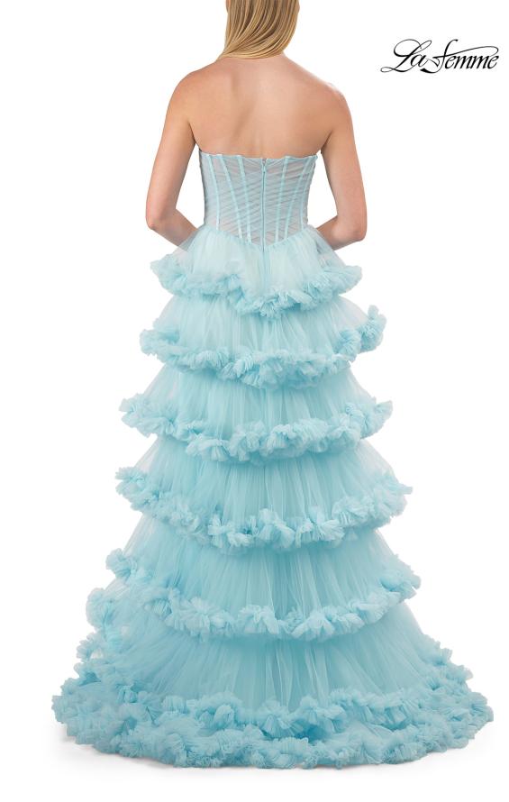 Picture of: Fabulous Tiered Ruffle Skirt Prom Dress with Strapless Top in Cloud Blue, Style: 33717, Detail Picture 22