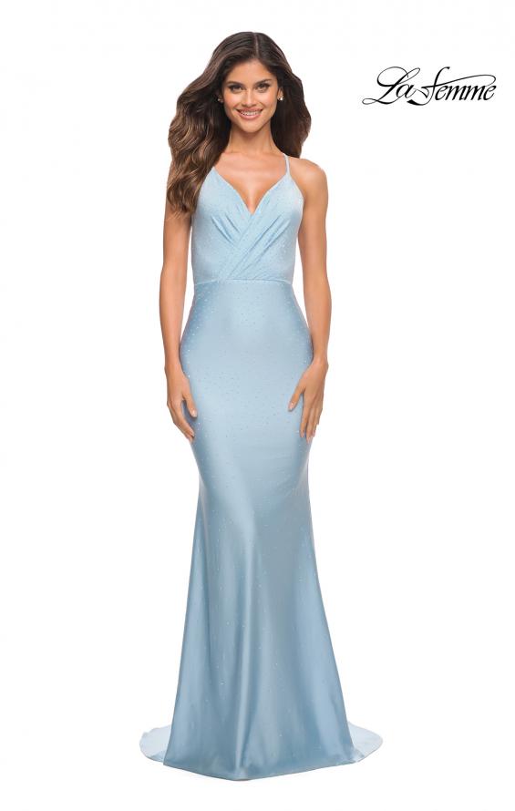 Picture of: Sparkling Pastel Jersey Gown with Open Back in Cloud Blue, Detail Picture 4