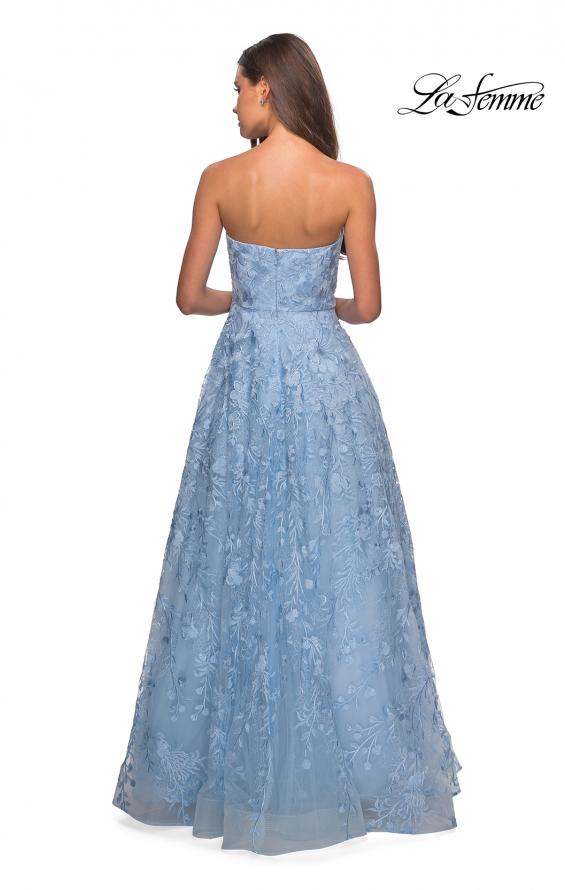 Picture of: Strapless A-Line Gown with Floral Embroidery in Cloud Blue, Style: 27746, Detail Picture 5