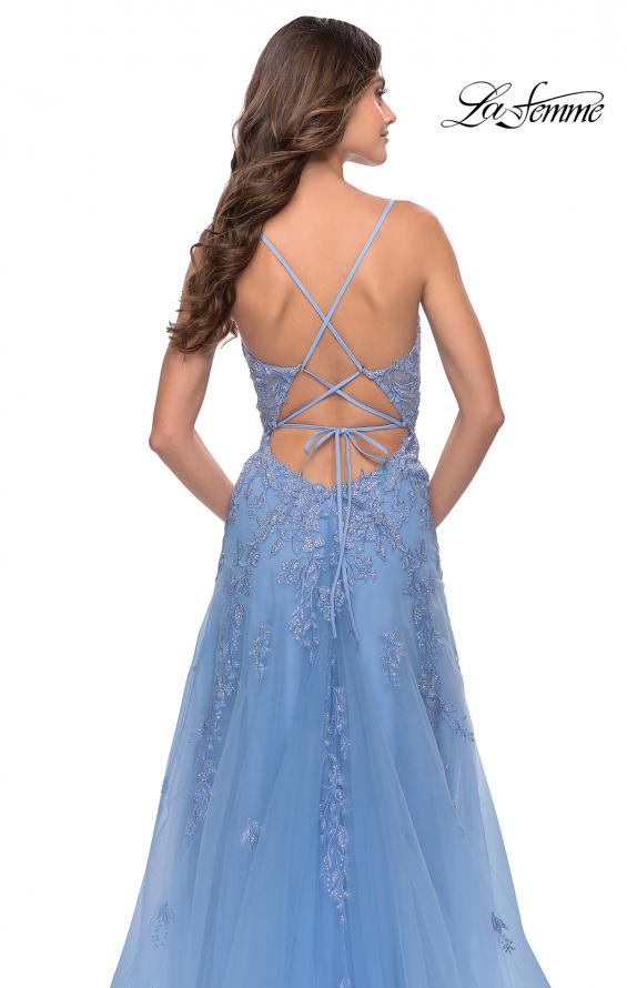Picture of: A-Line Tulle Prom Dress with Lace Applique Sheer Bodice in Cloud Blue, Style: 31284, Detail Picture 6
