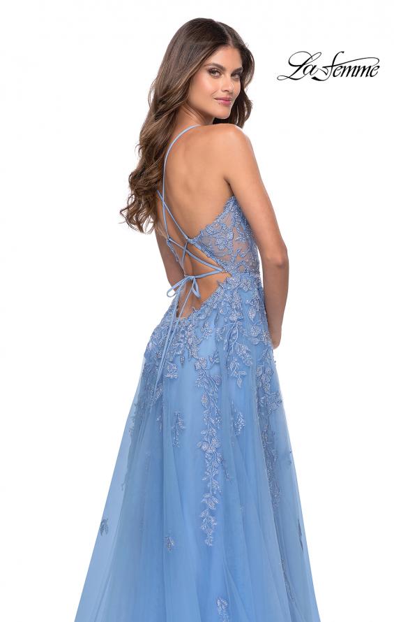 Picture of: A-Line Tulle Prom Dress with Lace Applique Sheer Bodice in Cloud Blue, Style: 31284, Detail Picture 7
