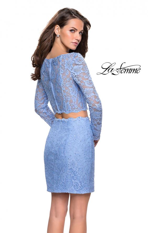 Picture of: Long Sleeve Two Piece Dress with Rhinestone Detail in Cloud Blue, Style: 26767, Back Picture