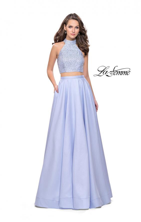 Picture of: Mikado Two Piece A-line Dress with Metallic Beading in Cloud Blue, Style: 25705, Detail Picture 2