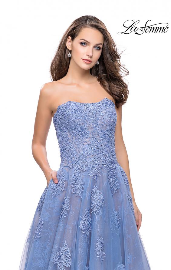 Picture of: Strapless A-line Prom Dress with Tulle in Cloud Blue, Style: 25925, Detail Picture 3