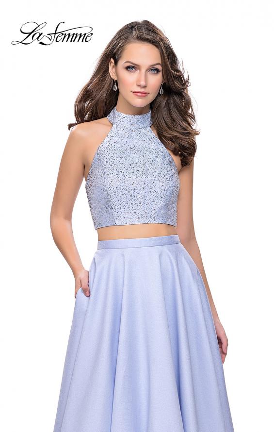 Picture of: Mikado Two Piece A-line Dress with Metallic Beading in Cloud Blue, Style: 25705, Detail Picture 2