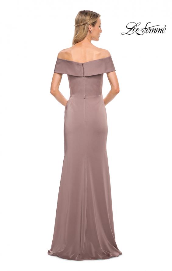 Picture of: Off the Shoulder Fitted Satin Long Gown in Brown, Style: 30397, Back Picture