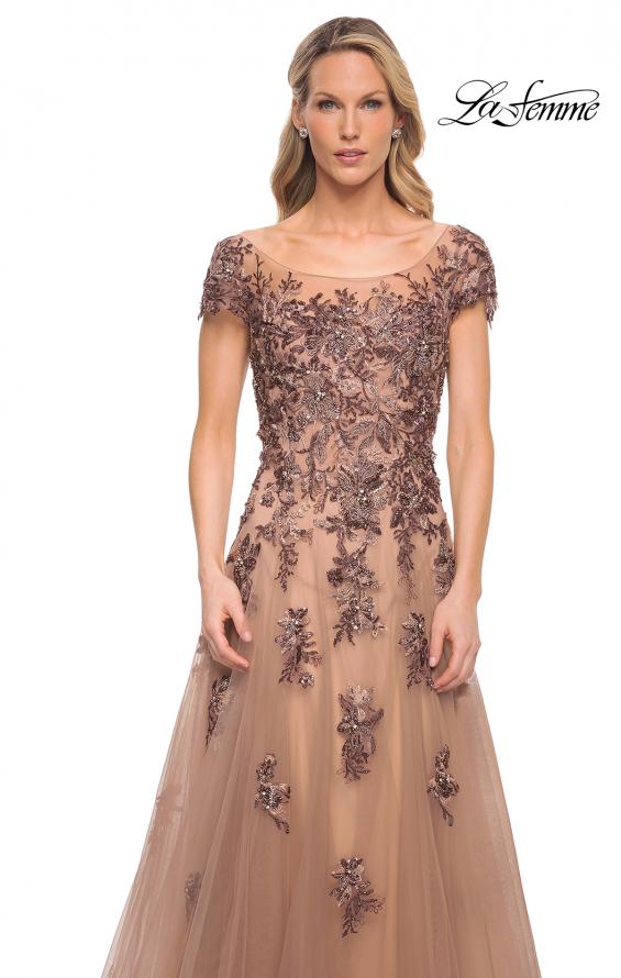 Picture of: Gorgeous Beaded and Tulle A-line Gown in Brown, Style: 30197, Detail Picture 1