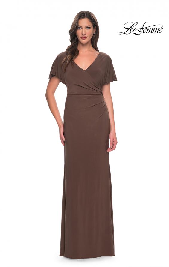 Picture of: Chic Jersey Dress with V Neck and Loose Sleeves in Hunter Green, Style: 29997, Detail Picture 2