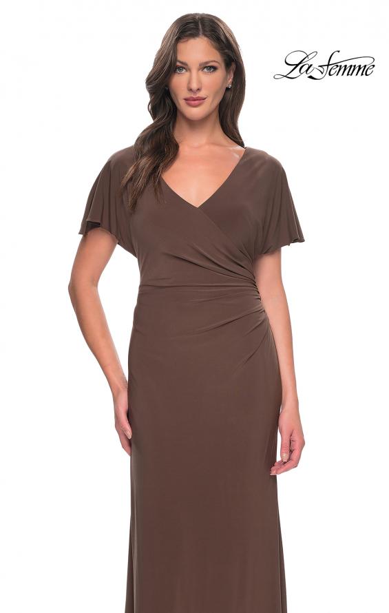 Picture of: Chic Jersey Dress with V Neck and Loose Sleeves in Cocoa, Style: 29997, Detail Picture 7
