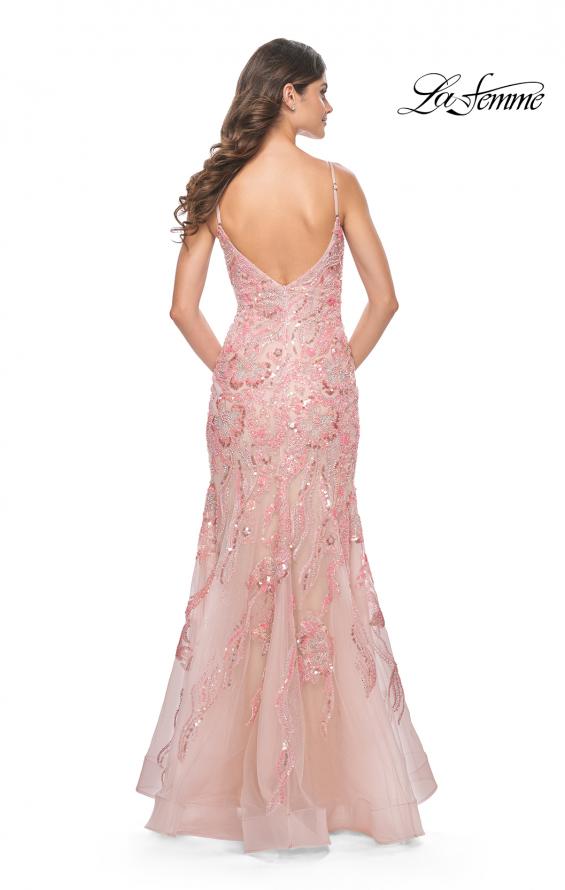 Picture of: Mermaid Sequin and Beaded Embellished Prom Dress in Pastels in Coral, Style: 32333, Back Picture