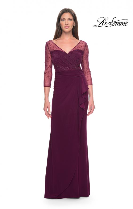 Picture of: Evening Gown with Illusion Rhinestone Sleeves in Dark Berry, Style: 31777, Detail Picture 2