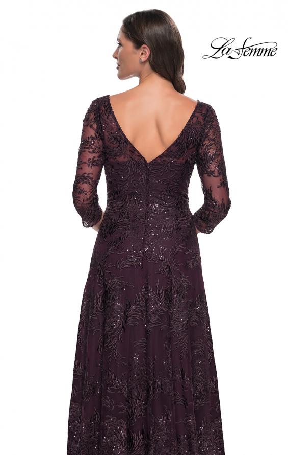 Picture of: Beautiful Lace Mother of the Bride Dress with Illusion Neckline in Dark Berry, Style: 30835, Detail Picture 5