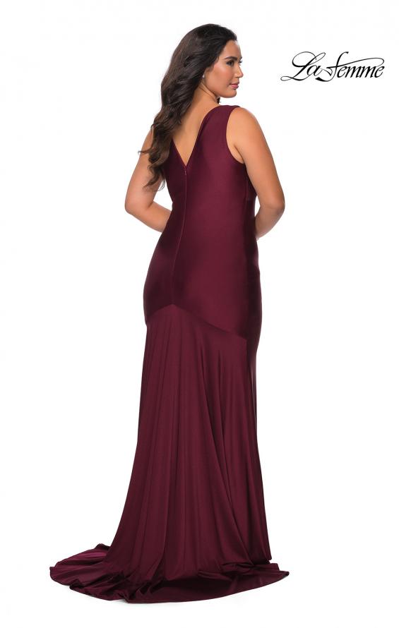 Picture of: Neon Plus Size Jersey Dress with Faux Wrap Bodice Burgundy, Style: 29016, Detail Picture 8