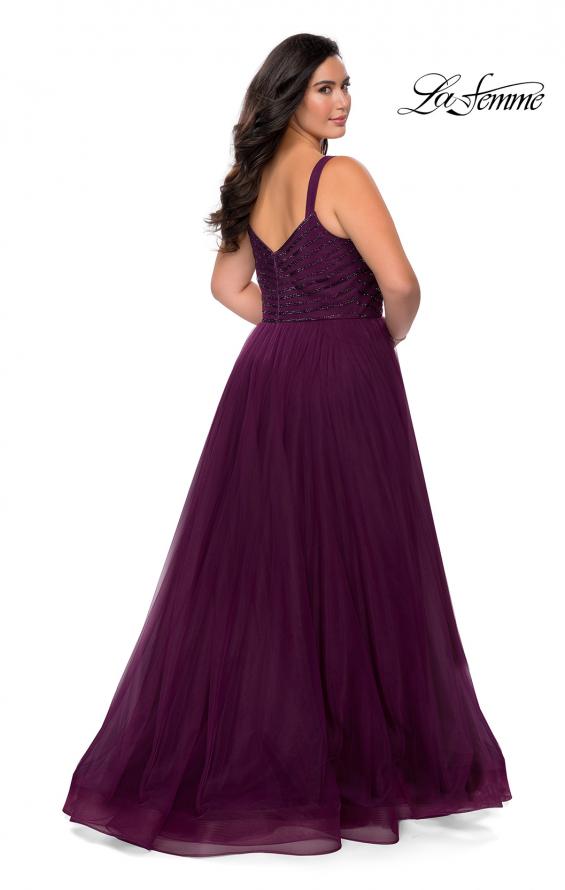 Picture of: Plus Size A-line Prom Gown with Rhinestone Bodice in Burgundy, Style: 29060, Back Picture