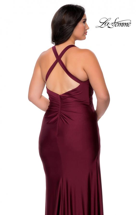 Picture of: Chic Jersey Plus Size Gown with Strappy Back in Burgundy, Style: 29062, Detail Picture 2