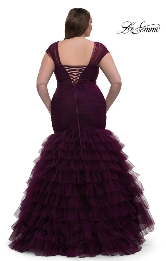Picture of: Mermaid Curve Prom Dress with Ruffle Skirt in Dark Berry, Style: 32389, Detail Picture 2