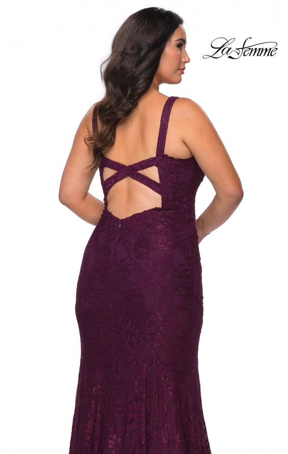Picture of: Neon Plus SIze Prom Dress with Lace Up Back in Burgundy, Style: 29052, Detail Picture 4