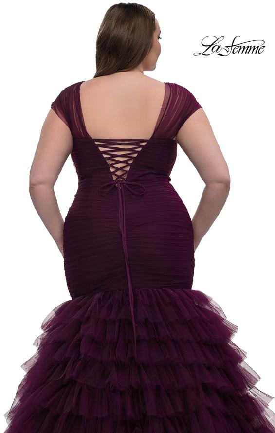 Picture of: Mermaid Curve Prom Dress with Ruffle Skirt in Dark Berry, Style: 32389, Detail Picture 6