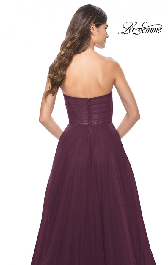Picture of: Strapless Sweetheart A-Line Corset Prom Dress in Dark Berry, Style: 31971, Detail Picture 8