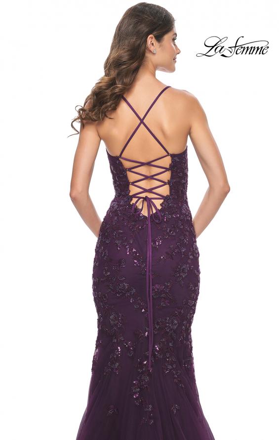 Picture of: Mermaid Prom Dress with Sequin Beaded Applique in Dark Berry, Style: 32033, Detail Picture 8