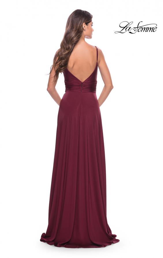 Picture of: Versatile Long Jersey Gown with V and Slit in Dark Berry, Style: 31090, Detail Picture 9