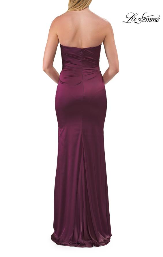 Picture of: Strapless Satin Gown with Ruched Bodice in Dark Berry, Style: 33670, Detail Picture 12