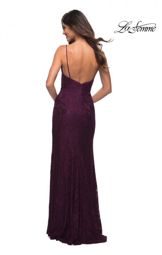 Picture of: Gorgeous Jewel Tone Tulle and Lace Mermaid Gown in Dark Berry, Back Picture