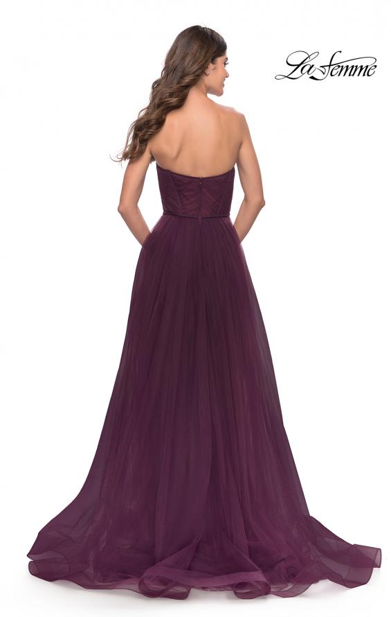 Picture of: Illusion Bodice A-line Gown with Boning and Defined Cups in Dark Berry, Style: 31205, Back Picture