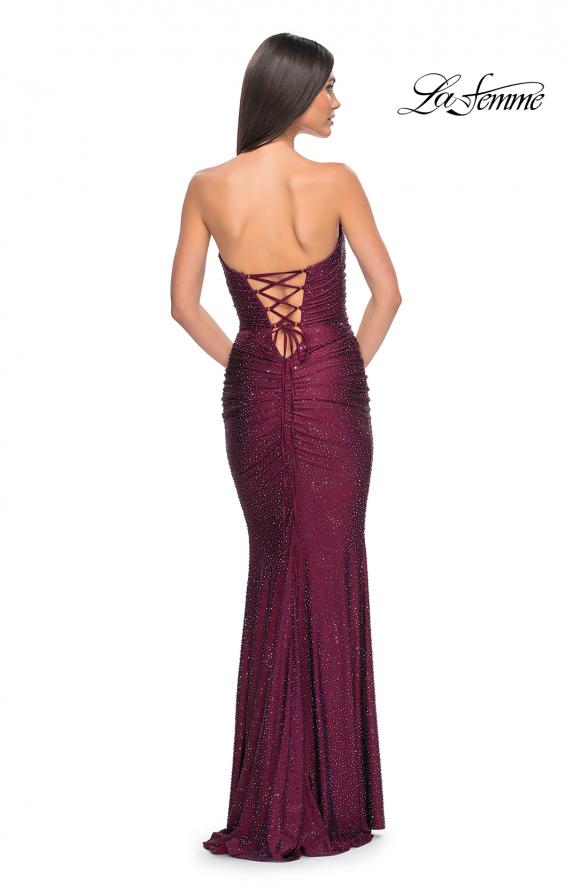 Picture of: Rhinestone Embellished Jersey Dress with Strapless Sweetheart Top in Dark Berry, Style: 31945, Detail Picture 19