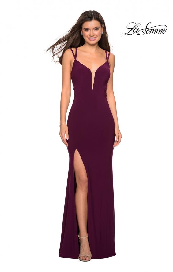 Picture of: Sultry Long Dress with Intricate Strappy Back in Burgundy, Style: 27072, Detail Picture 1