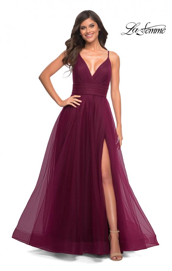 Picture of: A-line Tulle Gown with V Neckline and Pockets in Purple, Style: 30180, Detail Picture 2