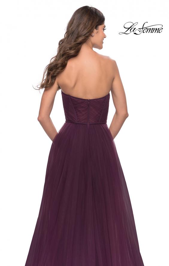 Picture of: Illusion Bodice A-line Gown with Boning and Defined Cups in Dark Berry, Style: 31205, Detail Picture 5