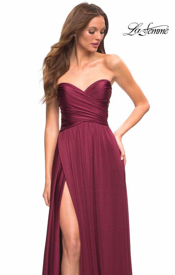 Picture of: Simple Strapless Jersey Dress with High Slit in Purple, Style: 30700, Detail Picture 6