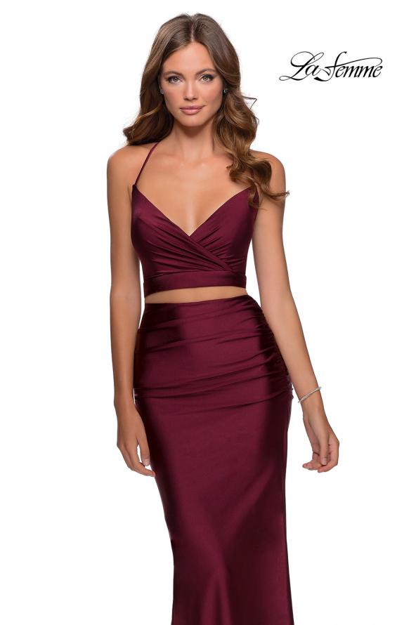 Picture of: Two Piece Prom Dress with Lace Up Back in Burgundy, Style: 28473, Detail Picture 7