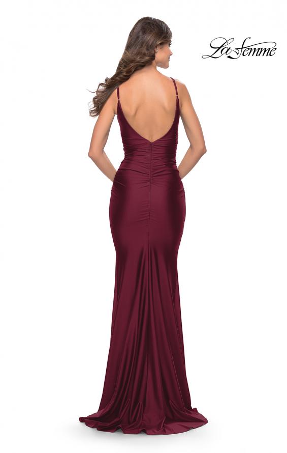 Picture of: Criss Cross Ruched Bodice Elegant Jersey Dress in Dark Berry, Style: 31122, Detail Picture 7