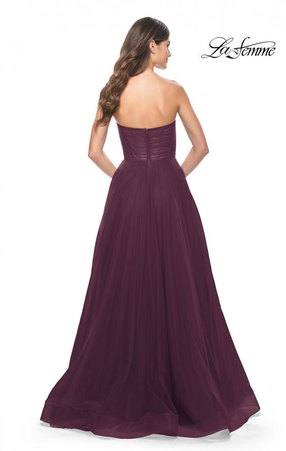 Picture of: Strapless Sweetheart A-Line Corset Prom Dress in Dark Berry, Style: 31971, Detail Picture 7