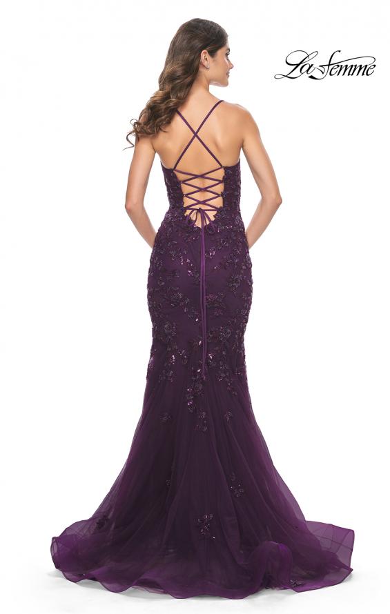 Picture of: Mermaid Prom Dress with Sequin Beaded Applique in Dark Berry, Style: 32033, Detail Picture 7