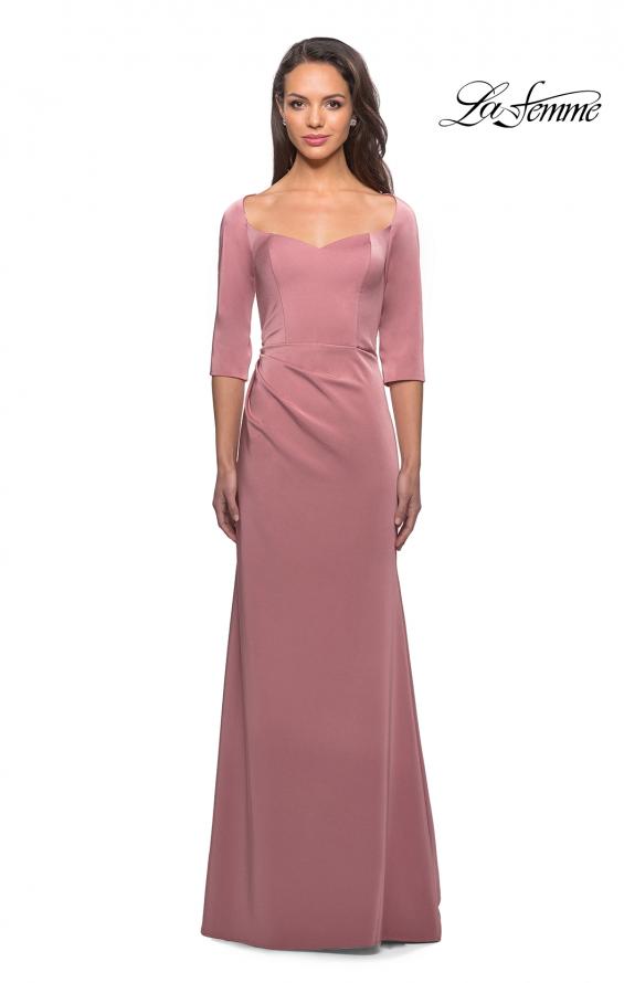 Picture of: Classic Long Dress with Three Quarter Sleeves in Dark Blush, Style: 25148, Detail Picture 3