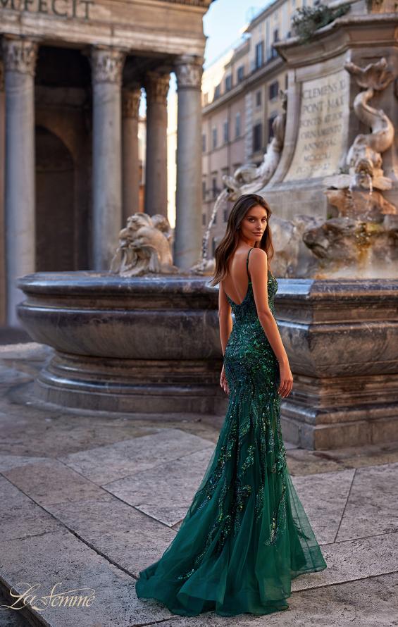 Picture of: Mermaid Sequin and Beaded Embellished Prom Dress in Dark Emerald, Style: 32049, Detail Picture 4