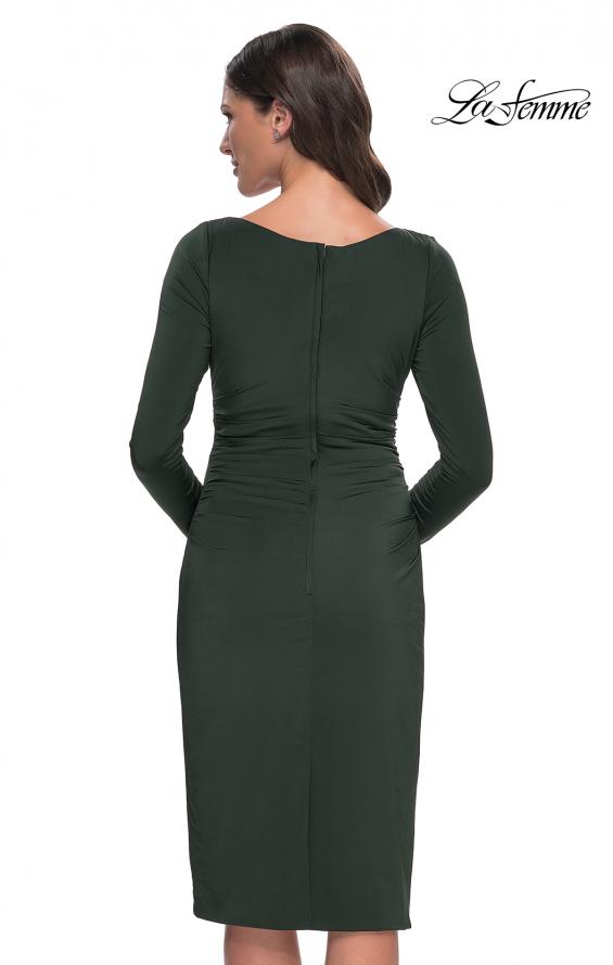 Picture of: Short Simple Jersey Dress with Flattering Ruching in Dark Emerald, Style: 31015, Detail Picture 8