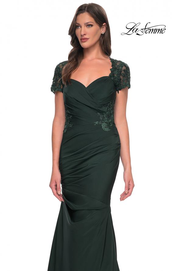 Picture of: Satin Evening Dress with Lace and Scoop Neckline in Silver, Style: 27989, Detail Picture 15