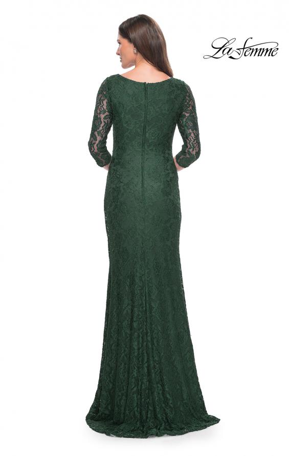 Picture of: Stretch Lace Evening Dress with Ruching in Dark Emerald, Style: 30379, Detail Picture 2