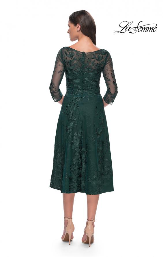 Picture of: Stylish Tea Length Mother of the Bride Dress with Sleeves in Dark Emerald, Style: 30016, Detail Picture 5