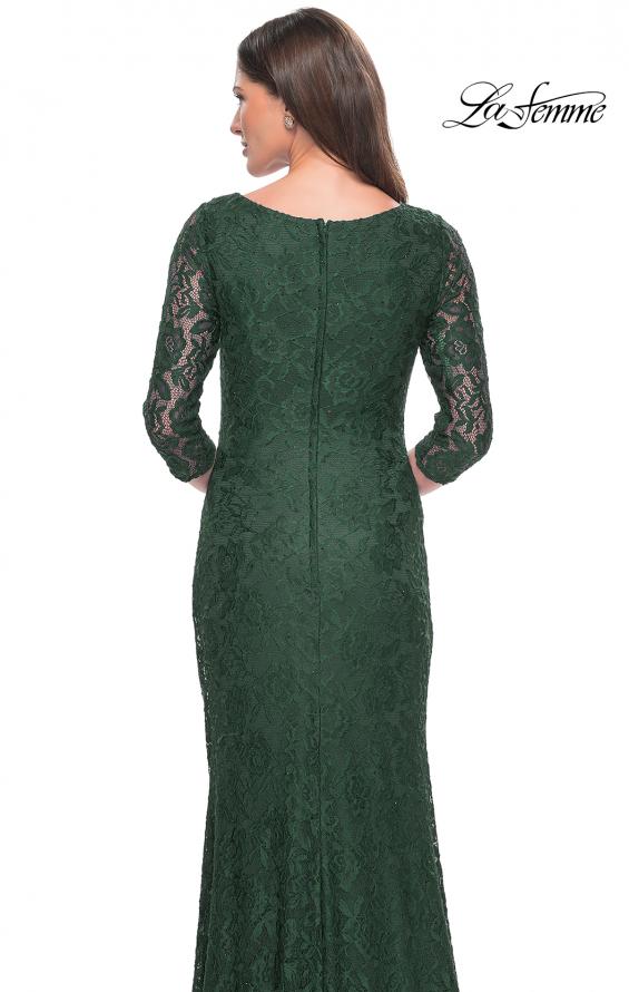 Picture of: Stretch Lace Evening Dress with Ruching in Dark Emerald, Style: 30379, Detail Picture 6