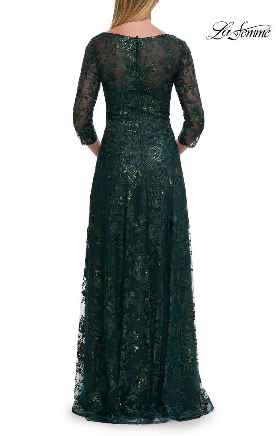 Picture of: Beautiful Lace Mother of the Bride Gown with V Neckline in Dark Emerald, Style: 30803, Detail Picture 6