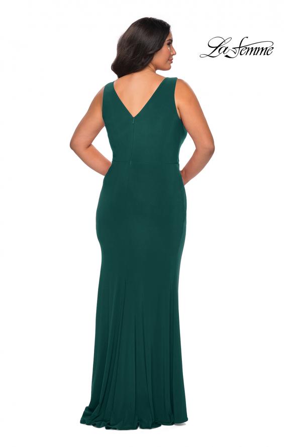 Picture of: Jersey Plus Size Prom Dress with V-Neckline and Slit in Dark Emerald, Style: 28882, Detail Picture 10