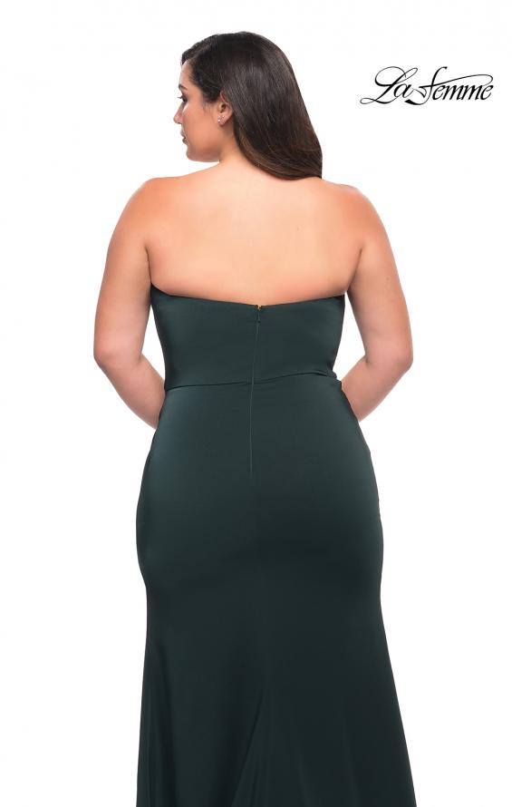 Picture of: Strapless Plus Size Dress with Ruffle Slit Detail in Dark Emerald, Style: 29664, Detail Picture 12