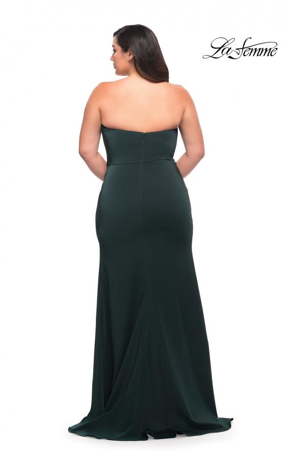 Picture of: Strapless Plus Size Dress with Ruffle Slit Detail in Dark Emerald, Style: 29664, Detail Picture 6
